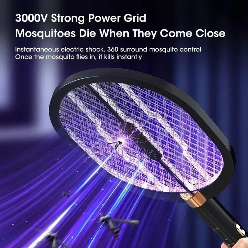 Rechargeable 3000V Electric Mosquito Swatter With UV Light Insect Killer for Indoor Outdoor Home Garden Camping Travel