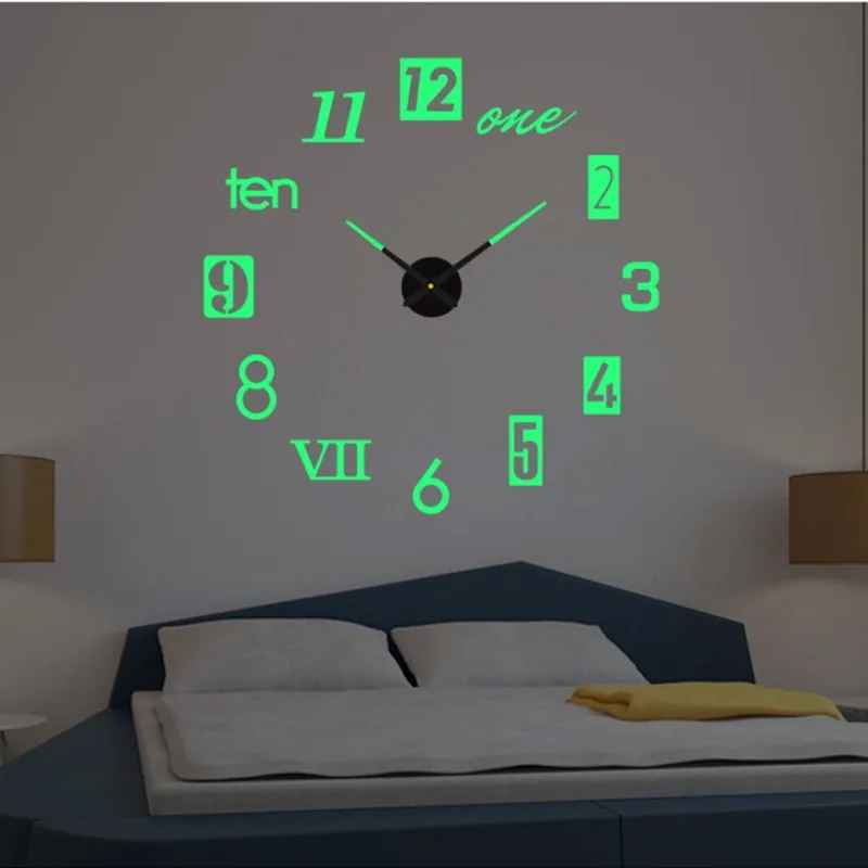 Creative Luminous Silent Wall Clock DIY Living Room Bedroom Three-dimensional Decorative Digital Clock Acrylic Wall Home Decor