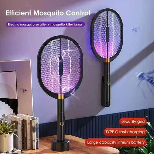 Rechargeable 3000V Electric Mosquito Swatter With UV Light Insect Killer for Indoor Outdoor Home Garden Camping Travel