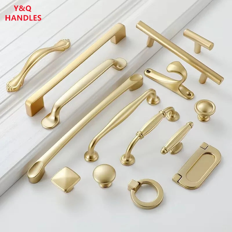 Handles Drawer Cabinet Furniture Kitchen Handles for Cabinet Knob Door Drawer Furniture Kitchen Knob Golden Simplicity Hardware