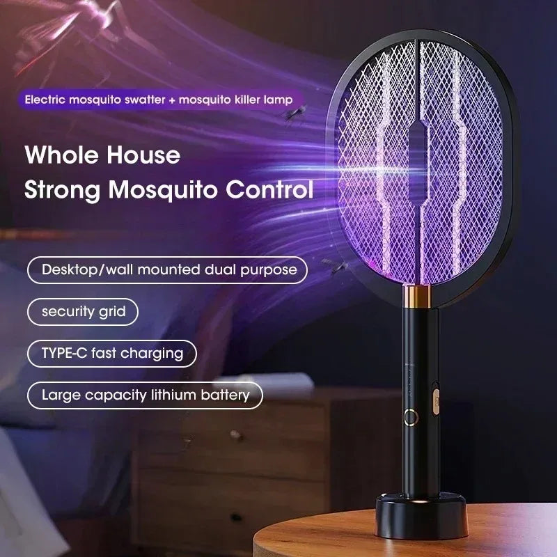 Rechargeable 3000V Electric Mosquito Swatter With UV Light Insect Killer for Indoor Outdoor Home Garden Camping Travel