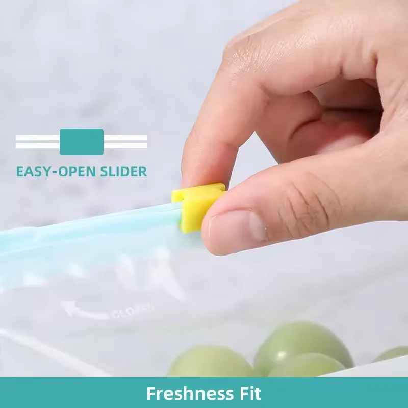 Reusable Zipper Bag Stand Up Zip Shut Plastic Freezer Bag Fruit Vegetable Ziplock Kitchen Food Storage Organizer Pouch