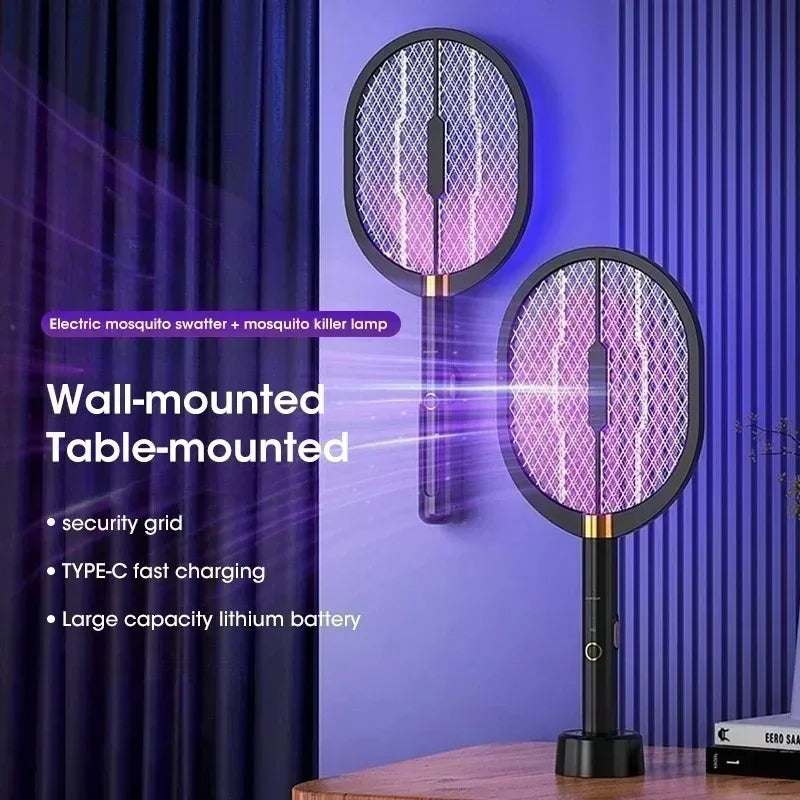 Rechargeable 3000V Electric Mosquito Swatter With UV Light Insect Killer for Indoor Outdoor Home Garden Camping Travel