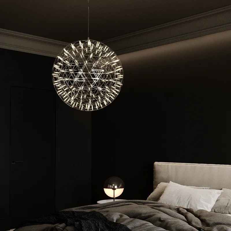 Spark Ball Pendant Light Modern Designer Villa Loft Duplex Living Room Dining Bedroom Light Free Assembly Firework Bright Lamp